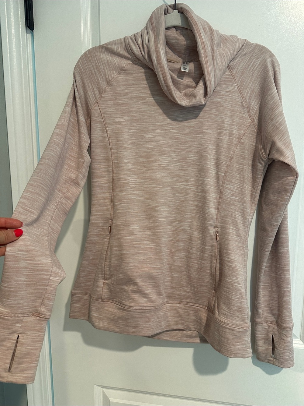 Blush Pink Heather Cowl Neck Pullover Sweatshirt
